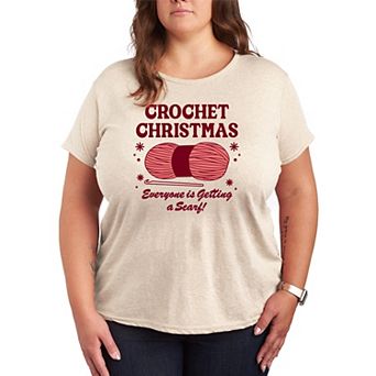 Plus Size Crochet Christmas Graphic Tee