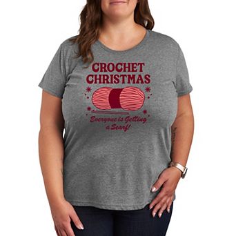 Plus Size Crochet Christmas Graphic Tee