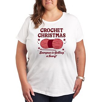 Plus Size Crochet Christmas Graphic Tee