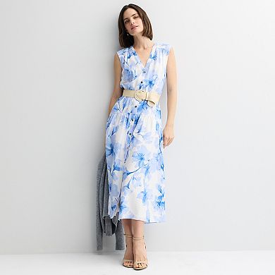 Women's Nine West Button-Front Sleeveless Midi Dress