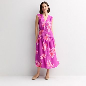 Women's Nine West Button-Front Sleeveless Midi Dress