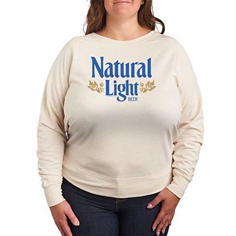 Plus Size Natural Light Beer Vintage Logo French Terry Long Sleeve Graphic Tee