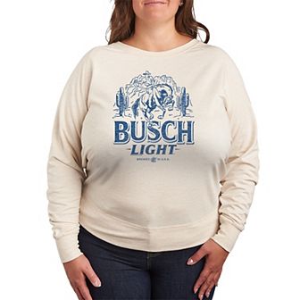 Plus Size Busch Light Western French Terry Long Sleeve Graphic Tee