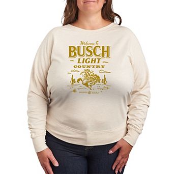 Plus Size Busch Light Welcome To Busch Light Country French Terry Long Sleeve Graphic Tee