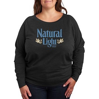 Plus Size Natural Light Beer Vintage Logo French Terry Long Sleeve Graphic Tee