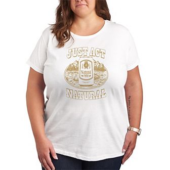 Plus Size Natural Light Just Act Natural Short Sleeve Graphic Tee