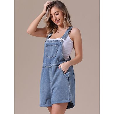 2 Packs Women's Denim Overall Casual Outfits Adjustable Strap Bib Romper Jean Shorts