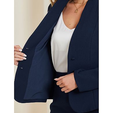 2 Packs 2pc Business Sets for Women's Collarless Blazer and Formal Pencil Skirt Suit