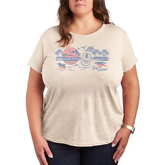 Plus Size Natural Light Beer Beach Retro Graphic Tee