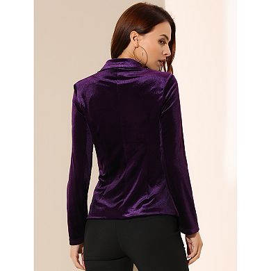 2 Packs Women's Vintage Notched Lapel Button Front Office Velvet Blazer