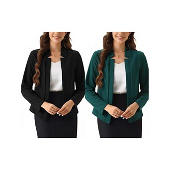 2 Packs Women's Open Front Cardigan Long Sleeve Business Work Office Blazer