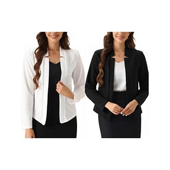 2 Packs Women's Open Front Cardigan Long Sleeve Business Work Office Blazer
