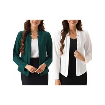 2 Packs Women's Open Front Cardigan Long Sleeve Business Work Office Blazer