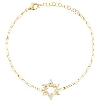 Sunkissed Sterling Sterling Silver Cubic Zirconia Star Of David Bracelet