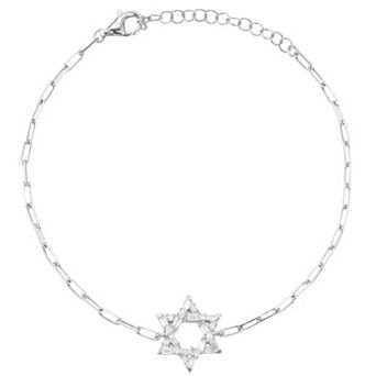Sunkissed Sterling Sterling Silver Cubic Zirconia Star Of David Bracelet