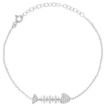 Sunkissed Sterling Sterling Silver Cubic Zirconia Fish Bracelet