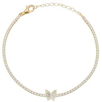 Sunkissed Sterling Sterling Silver Cubic Zirconia Butterfly Tennis Bracelet