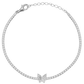 Sunkissed Sterling Sterling Silver Cubic Zirconia Butterfly Tennis Bracelet