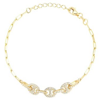 Sunkissed Sterling Sterling Silver Cubic Zirconia Tri Mariner Bracelet