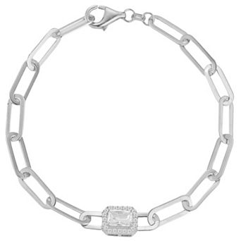 Sunkissed Sterling Sterling Silver Cubic Zirconia Paperclip Bracelet