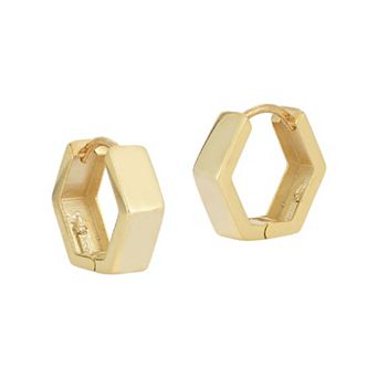 Sunkissed Sterling Sterling Silver Hexagon Huggies Earrings