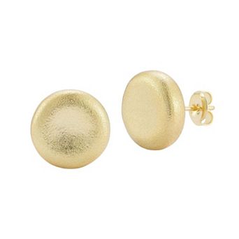 Sunkissed Sterling Sterling Silver Satin Finish Button Stud Earrings