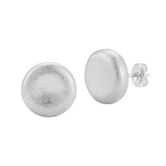 Sunkissed Sterling Sterling Silver Satin Finish Button Stud Earrings