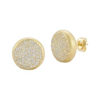 Sunkissed Sterling Sterling Silver Cubic Zirconia Button Stud Earrings