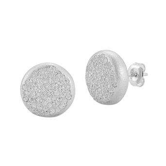 Sunkissed Sterling Sterling Silver Cubic Zirconia Button Stud Earrings