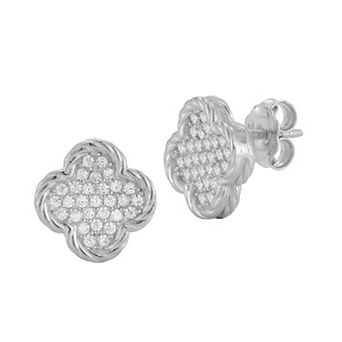 Sunkissed Sterling Sterling Silver Cubic Zirconia Clover Stud Earrings