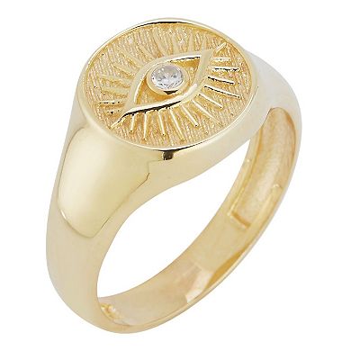Sunkissed Sterling 14k Gold Over Silver Evil Eye Signet Ring
