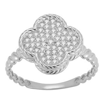 Sunkissed Sterling Sterling Silver Cubic Zirconia Clover Ring