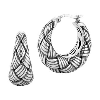 Sunkissed Sterling Sterling Silver Braided Hoop Earrings