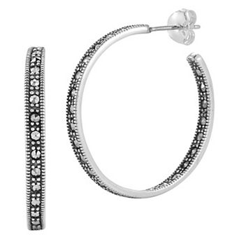 Sunkissed Sterling Sterling Silver Oxidized Large Inside Out Cubic Zirconia Hoop Earrings