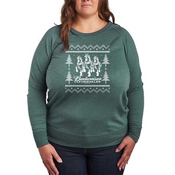 Plus Size Budweiser Clydesdales Ugly Sweater French Terry Long Sleeve Graphic Tee