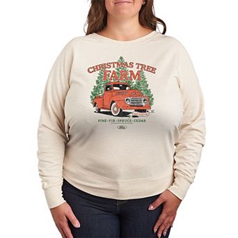 Plus Size Ford Christmas Tree Farm 1949 F3 French Terry Long Sleeve Graphic Tee