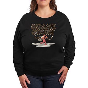 Plus Size Sesame Street Elmo French Terry Long Sleeve Graphic Tee