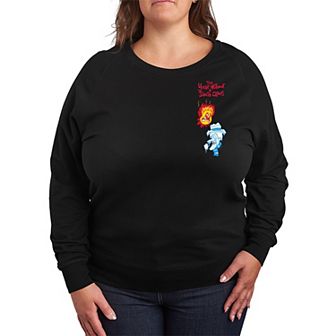 Plus Size The Year Without A Santa Claus Heat Miser & Snow Miser French Terry Long Sleeve Graphic Tee
