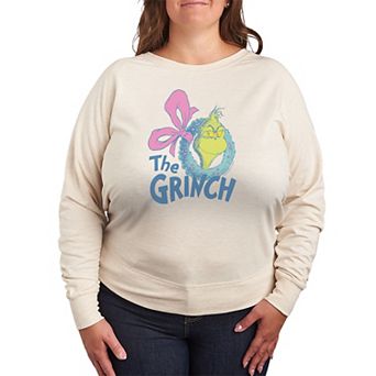 Plus Size Dr. Seuss The Grinch French Terry Long Sleeve Graphic Tee