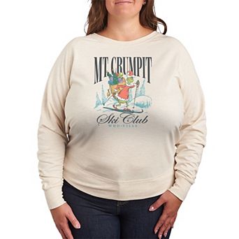 Plus Size Dr. Seuss The Grinch Mt Crumpit Ski Club French Terry Long Sleeve Graphic Tee