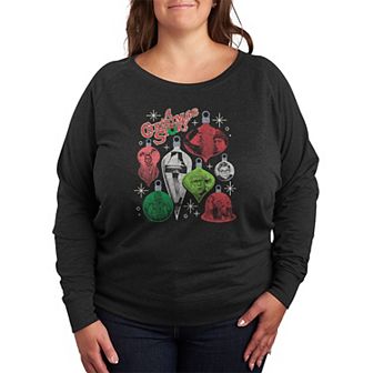Plus Size A Christmas Story Ornament Grid French Terry Long Sleeve Graphic Tee