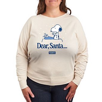 Plus Size Peanuts Snoopy Dear Santa French Terry Long Sleeve Graphic Tee