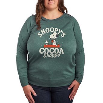 Plus Size Peanuts Snoopy's Cocoa Shoppe French Terry Long Sleeve Graphic Tee