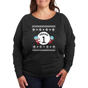 Plus Size The Cat In The Hat Thing One French Terry Long Sleeve Graphic Tee