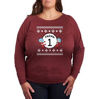 Plus Size The Cat In The Hat Thing One French Terry Long Sleeve Graphic Tee
