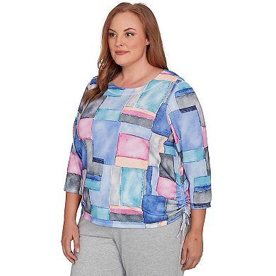 Plus Size Alfred Dunner Tie Side Ruched Top