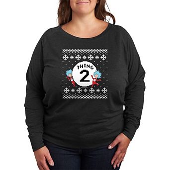 Plus Size The Cat In The Hat Thing Two French Terry Long Sleeve Graphic Tee