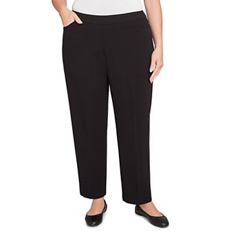 Plus Size Alfred Dunner Black Crepe Knit Short Length Pants