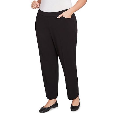 Plus Size Alfred Dunner Black Crepe Knit Short Length Pants