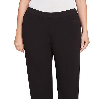 Plus Size Alfred Dunner Black Crepe Knit Short Length Pants